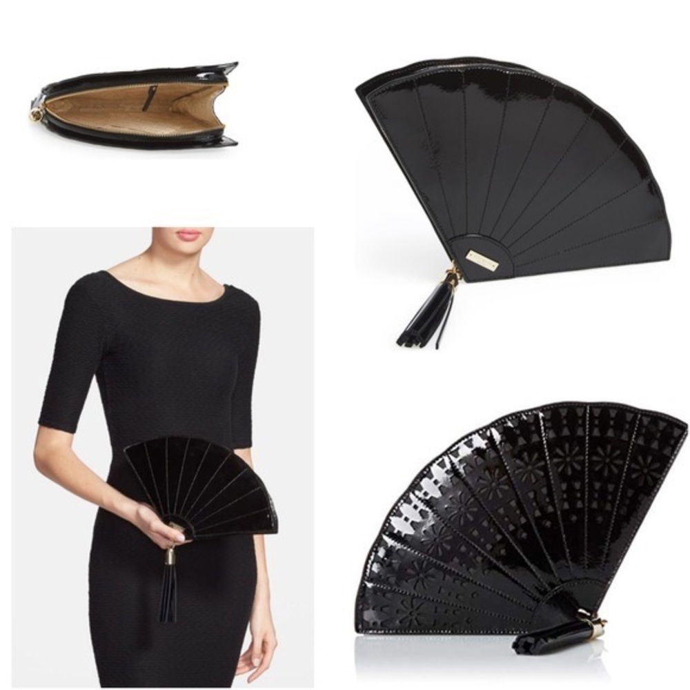 Kate Spade ♠️ Black FAN Clutch Bag Purse Rare NWT